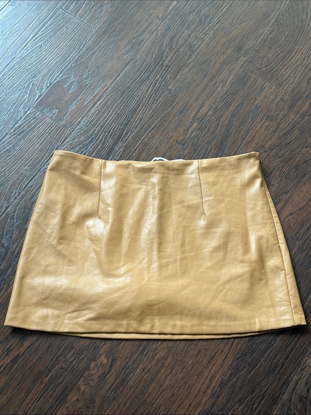 Abercrombie & Fitch Camel Faux Leather Mini Skirt w/ Shorts Underneath